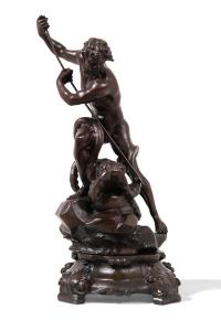 Neptun-Skulptur aus Bronze, Gießer des 20. Jahrhunderts, 25x25x52 cm